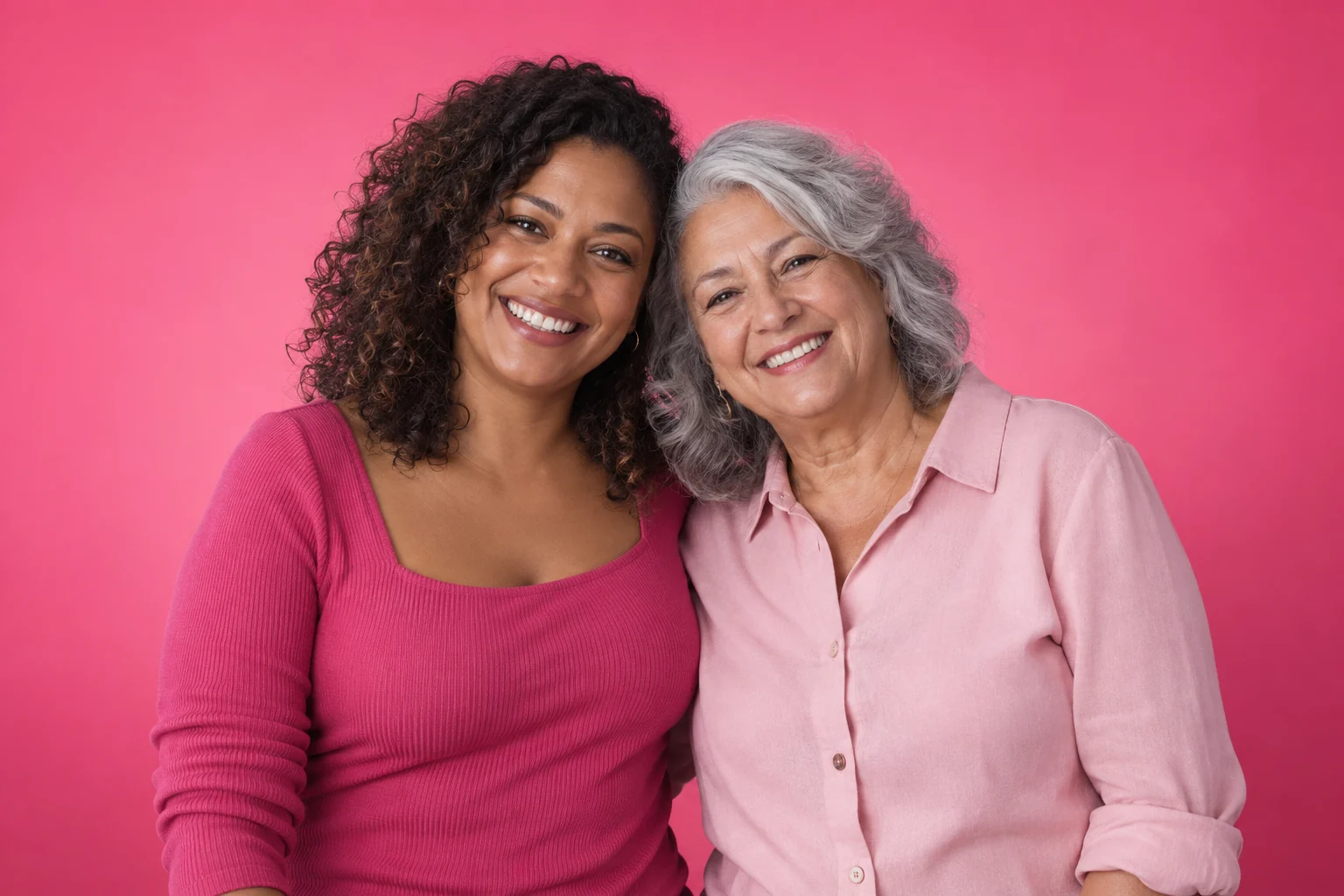 Mulheres de diferentes gerações juntas em uma campanha de cuidado com a saúde